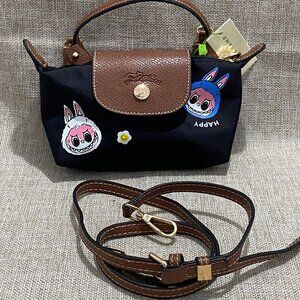 Longchamp Black Mini Tote Bag In A Classic Dumpling Shape.